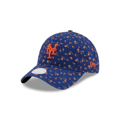 Blue New York Mets Hat - New Era MLB Floral 9TWENTY Adjustable Caps USA0783269